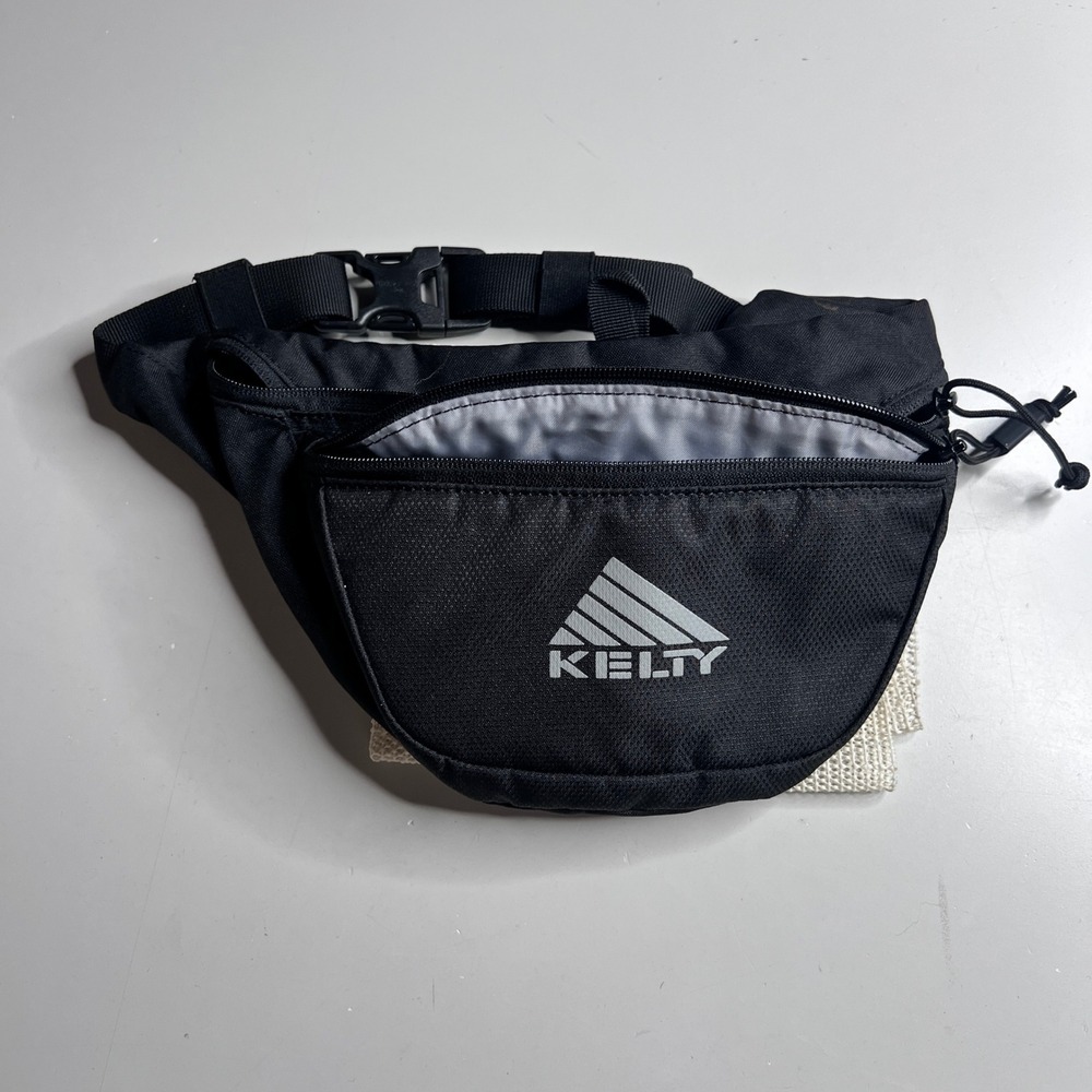 Kelty Warbler Fanny Pack Black Waist Bag Hiking Travel Adjustable Belt Pouch